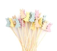 100 Counts Easter Picks,Easter Bunny Decorations,Easter Rabbit Cocktail Sticks Wooden Skewers Bamboo Sticks Toothpicks for Appetizers Birthday Wedding Party Food Fruit Cake