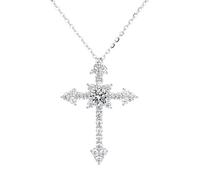 100% Cross Necklace for Women 1CT Moissanite Diamond Cross Pendant Necklace Birthday Gift Jewelry