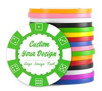 100 Custom Poker Chips, Drink Token Chips Imprinted with Personalized Logo, Image or Text, Double Sided Full Color Print Custom Tokens for Bars, Party, Poker Games, Casino Night (Green, 40MM)