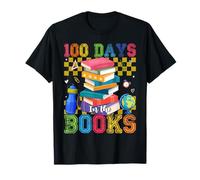100 Days in The Books Reading Teacher 100th Day of School T-Shirt
