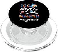 100 Days Making Difference Autism Puzzle 100th Day Teacher PopSockets PopGrip for MagSafe
