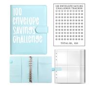 100 Days Money Saving Challenge Coin Envelope Budgetstorage Book, Budgeting Cash Envelopes for Office,Home and Couples Plan for The Future(Light Blue)