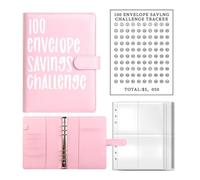 100 Days Money Saving Challenge Coin Envelope Budgetstorage Book, Budgeting Cash Envelopes for Office,Home and Couples Plan for The Future(Pink)