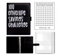 100 Days Money Saving Challenge Coin Envelope Budgetstorage Book, Budgeting Cash Envelopes for Office,Home and Couples Plan for The Future(Black)
