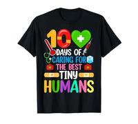 100 Days of Caring for The Best Tiny 100th Day of School T-Shirt