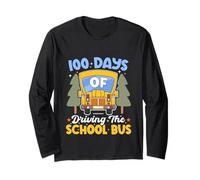 100 Days of Driving The School Bus Driver 100th Day Kids Long Sleeve T-Shirt