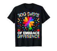 100 Days of Embrace Difference Autism 100th Day of School T-Shirt