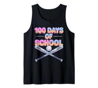 100 Days of School Baseball 3D Waffle Cone Ice Cream Tank Top