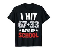 100 Days of School Baseball Hit Six Seven 67+33 Day School T-Shirt