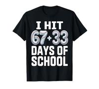 100 Days of School Baseball Hit Six Seven 67+33 Day School T-Shirt