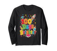 100 Days of School Brighter Rocket Space Elementary Kids Long Sleeve T-Shirt