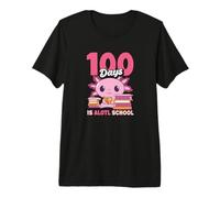 100 Days of School Cute Kawaii Axolotl Premium T-Shirt