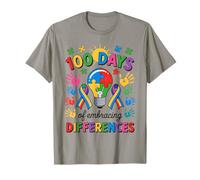 100 Days of School Embracing Differences Autism Support Kids T-Shirt