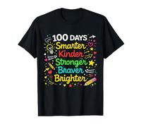 100 Days of School Smarter Kinder Stronger Braver Brighter Value Graphic T-Shirt