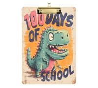 100 Days School Dinosaur Doodle A4 Metal mini clipboard Transparent for Nursing Student Trade Quest Size 9 x 12