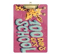 100 Days School Giraffe Purple Doodle A4 clipboard Doctor Acrylic Cute for Homework Pediatric Size 9 x 12