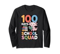 100 Days School Squad Cute Axolotl Reading Long Sleeve T-Shirt