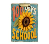 100 Days School Sunflower Blue Doodle A4 Contractor clipboard Hard Board for Coaches Medical Classroom Size 9 x 12