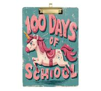 100 Days School Unicorns Blue Doodle A4 clipboard Folio with Writing pad Transparent for Teacher Nursing Size 9 x 12