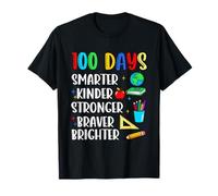100 Days Smarter Kinder Stronger Braver Brighter Teacher Kid T-Shirt