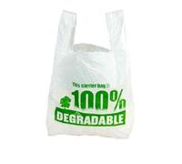100% Degradable Eco-Friendly 200 White Vest Strong Plastic Carrier Bags 13"x19"x23" Large with Green Print (200)