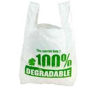 100% Degradable Eco-Friendly White Vest Strong Plastic Carrier Bags 13"x19"x23" Large with Green Print (300)