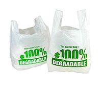 100% Degradable White Vest Carrier Bags 11" x 17" x 21" Large Eco Friendly Plastic Bags Shopping Bags (100)
