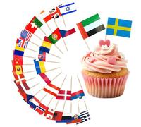 100 Different World Flags Toothpick Cupcake Toppers Stick Flags Vibrant Mini Toothpick for Sandwich Toppers Fruit Party Decorations Cupcakes Cocktails Cake Decorations