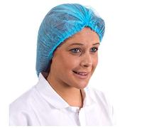 100 Disposable Bouffant (Hair Net) Mob Caps, Spun-Bounded Poly, Hair Head Cover Net, Non-Woven, Medical, Labs, Nurse, Tattoo, Food Service, Health, Hospital (Blue)