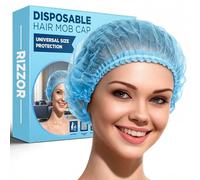 100 Disposable Hair Nets - 21" Blue Mob Caps Non-Woven Double Elastic Hair Caps for Catering, Hairnets for Kitchen & Food Prep - Lightweight Breathable Disposable Shower Caps & Hair Net for catering