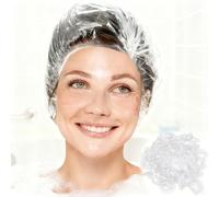 100 Disposable Shower Caps Unisex Large Plastic Hair Caps for Deep Conditioning Shower Cap Reusable Waterproof for Women Men Hair Treatment Bath Cap for Long Hair Travel