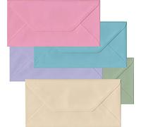 100 DL Pastel Colour Envelopes. Multi Coloured DL Gummed Pastel Coloured Envelopes.