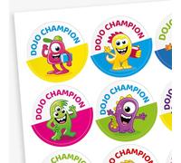 100 Dojo Champion Praise Teachers Childrens Reward Stickers 32mm Primary Teaching Services