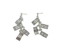 100 Dollar Bill Money Currency Drop Dangle Earrings for Women,Punk Hiphop Papper Cash Statement Earrings,Antique Silver Earrings For Women Jewelry, Metal