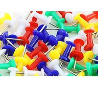 100 Drawing Push Pins for Cork Notice Board, Coloured Push Pins for Map, Thumb Tacks for School, Office, Stationery