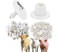 100 Ear Tags, Numbered 001-1000, Digital Round Livestock Ear Tags, Suitable for Livestock Identification on Cattle, Pig, Sheep, Pig and Deer Farms White 601-700