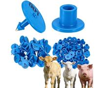100 Ear Tags, Numbered 001-1000, Digital Round Livestock Ear Tags, Suitable for Livestock Identification on Cattle, Pig, Sheep, Pig and Deer Farms Blue 601-700