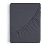 100% Egyptian Cotton 1 Piece Fitted Sheet - Dark Grey Solid Fully Elasticized Deep Pocket Of 45 CM - All Around Fitted Sheets For Better Comfort - UK Caesar Size.