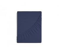100% Egyptian Cotton 1 Piece Fitted Sheet - Navy Blue Solid Fully Elasticized Deep Pocket Of 45 CM - All Around Fitted Sheets For Better Comfort - Super King Size.