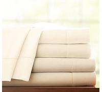 100% EGYPTIAN COTTON 5PC 400 THREAD COUNT HOTEL QUALITY BEDDING BED SET DUVET COVER WITH PILLOWCASES FITTED & FLAT SHEET (Double, Cream)