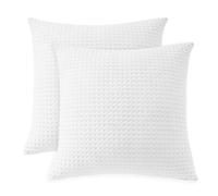 100% Egyptian Cotton 600 TC Waffle Weave Throw Pillow Covers 2 Pack, Ultra Soft Breathable Euro Pillow Shams Covers, Decorative Cushion Covers for Bed Couch Sofa Car, No Insert, White, 20" x 20"