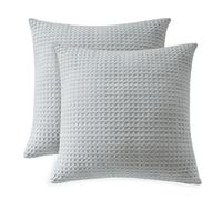 100% Egyptian Cotton 600 TC Waffle Weave Throw Pillow Covers 2 Pack, Ultra Soft Breathable Euro Pillow Shams Covers, Decorative Cushion Covers for Bed Couch Sofa Car, No Insert, Gray, 20" x 20"