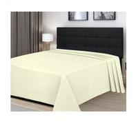 100% Egyptian Cotton Cream Flat Bed Sheets 300 Thread Count Single Flat Sheet Easy Care Premium Hotel Quality Bedsheet Plain Dyed Bedding 180 x 225cm