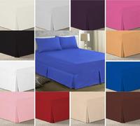 100% Egyptian Cotton Deep Fitted Pleated Valance Sheets 12" Inch Box Depth, Plain Pleated 200 Thread Count 40cm Drop Frilled Valance Bed Sheet (White, King 150 x 190 cm)