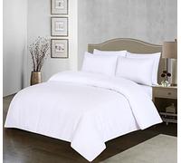 100% Egyptian Cotton Duvet Cover Set |200 Thread Count Plain Dyed Duvet Quilt Cover Set With Free Pillowcases| Non-Iron Easycare Bedding Set - Single Double King Super King Sizes (White, King)