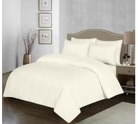 100% Egyptian Cotton Duvet Cover Set |200 Thread Count Plain Dyed Duvet Quilt Cover Set With Free Pillowcases| Non-Iron Easycare Bedding Set - Single Double King Super King Sizes (Cream, Double)