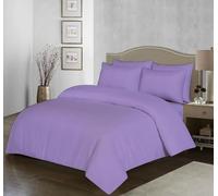 100% Egyptian Cotton Duvet Cover Set |200 Thread Count Plain Dyed Duvet Quilt Cover Set With Free Pillowcases| Non-Iron Easycare Bedding Set - Single Double King Super King Sizes (Lilac, Super King)