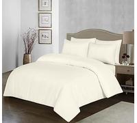 100% Egyptian Cotton Duvet Cover Set |200 Thread Count Plain Dyed Duvet Quilt Cover Set With Free Pillowcases| Non-Iron Easycare Bedding Set - Single Double King Super King Sizes (Cream, Single)