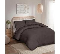 100% Egyptian Cotton Duvet Cover Set |200 Thread Count Plain Dyed Duvet Quilt Cover Set With Free Pillowcases| Non-Iron Easycare Bedding Set - Single Double King Super King Sizes (Grey, Super King)