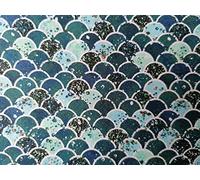 100% Egyptian Cotton Fabric Quilting Material Dressmaking Shirts Patchwork Crafts Merboys Collection Sea Dragons Fish Scales Teal Green Sea Creatures (Fish Scales)